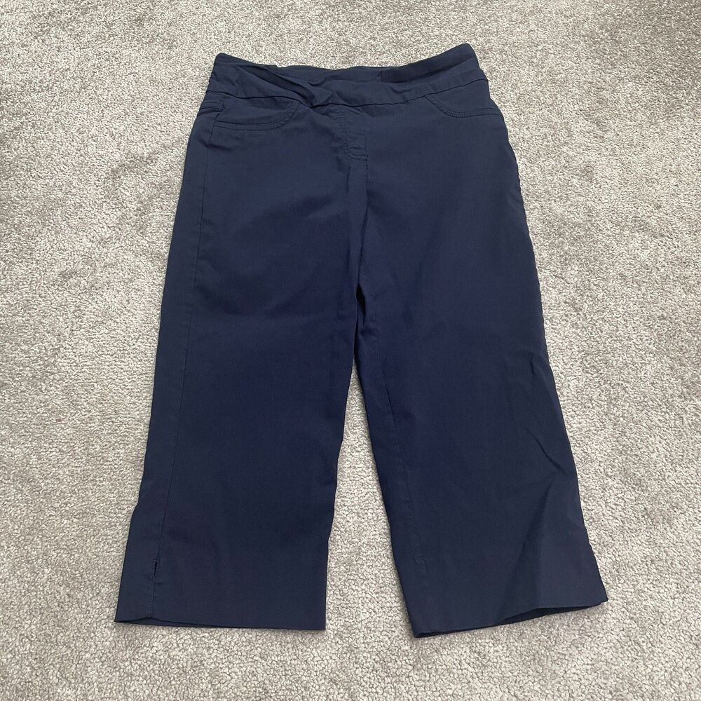 Ruby Rd. Petite Cropped Pants Womens 6P Navy Blue Straight Pocket Casual 28x18